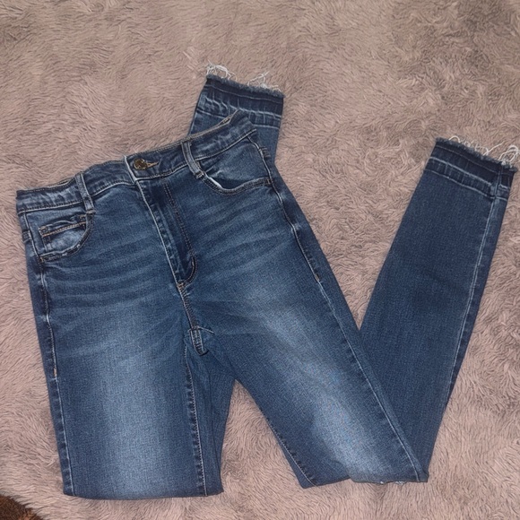 Garage Denim - Garage Dark Blue Distressed Denim Ankle Jeans Fitted Skinny Blue Jean Pants sz 0